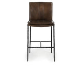 We the love the sleek look the black top grain leather brings to this Mayer Bar + Counter Stool - Black -- the perfect stool for any kitchen or bar area. Amethyst Home provides interior design, new home construction design consulting, vintage area rugs, and lighting in the Nashville metro area.