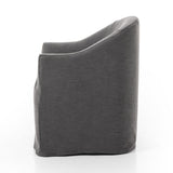 Featuring Cove Bergamo Charcoal Dining Chair With Casters by Four Hands at Amethyst Home. Upgrade your dining experience with the Cove Bergamo Charcoal Dining Chair. With its sleek design and casters, this chair combines style and convenience for your dining room. Crafted with expert precision, this chair provides optimal support and comfort for every meal. Elevate your dining space . Amethyst Home provides interior design, new construction, custom furniture, and area rugs in the Boston metro area
