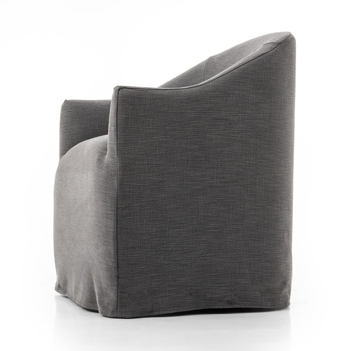 Featuring Cove Bergamo Charcoal Dining Chair With Casters by Four Hands at Amethyst Home. Upgrade your dining experience with the Cove Bergamo Charcoal Dining Chair. With its sleek design and casters, this chair combines style and convenience for your dining room. Crafted with expert precision, this chair provides optimal support and comfort for every meal. Elevate your dining space w. Amethyst Home provides interior design, new construction, custom furniture, and area rugs in the Tampa metro area