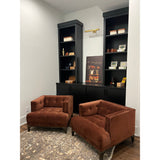 Featuring Dylan Surrey Auburn Chair by Four Hands at Amethyst Home. This low, tailored midcentury silhouette is upholstered in a velvety auburn fabric, with dramatic blind tufting for texture.
Overall Dimensions: 34.75"W x 34.75"L x 25.25"HCollection: KensingtonColors: Surrey Auburn, Sienna BrownMaterials: 76.8% Co, 23.2% Pl, Solid ParawoodWeight: 57.54 lbVol. Amethyst Home provides interior design, new home construction design consulting, vintage area rugs, and lighting in the Houston metro area.