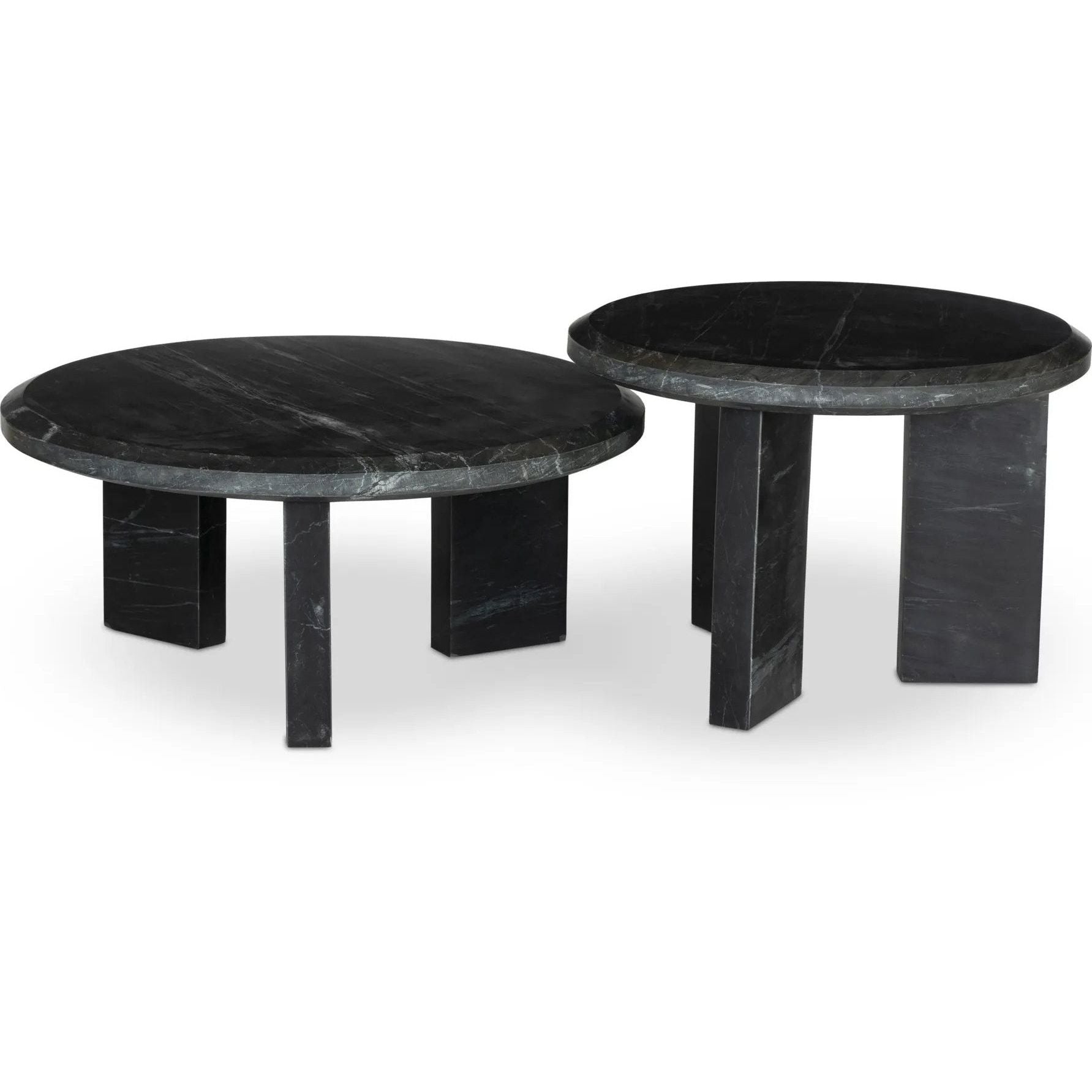 Dakota Black Marble Nesting Coffee Table Set  Four Hands