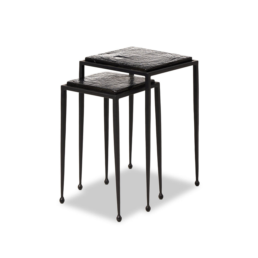 Dexter Smoked Black Cast Glass Nesting Tables