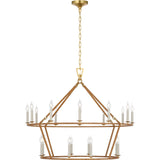 Darlana Large Two-Tier Wrapped Chandelier - Gild and Natural Rattan | please contact us for availability!