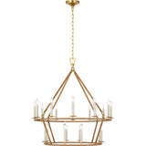 Darlana Medium Two-Tier Wrapped Chandelier - Gild and Natural Rattan | shipping 03/25/2027