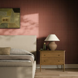 Dobby Stripe Grasscloth Wallpaper by FH Art Studio - Rust