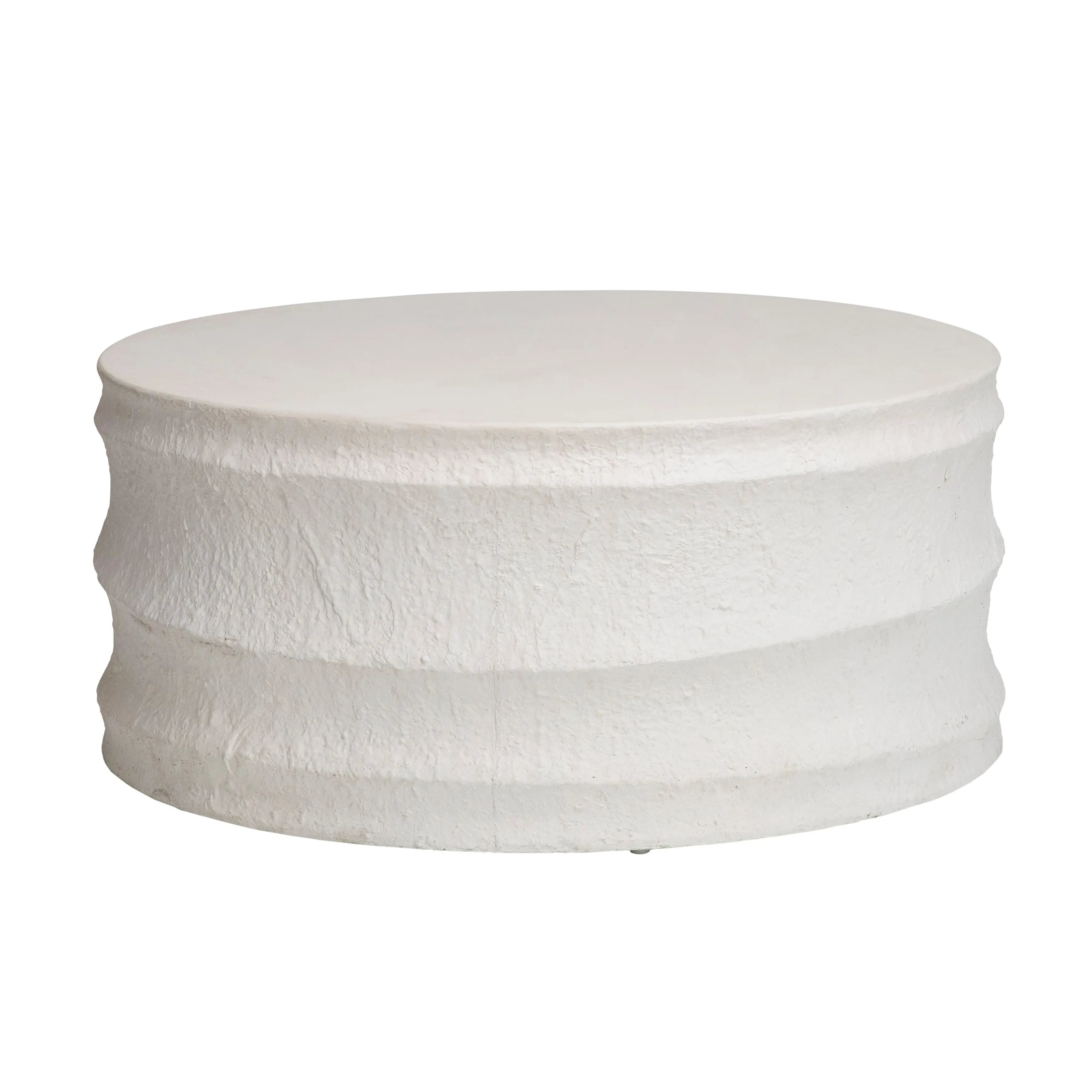 A modern design that adds function and focus to your outdoor living space. Our Adelmo Coffee Table is designed with plaster-molded concrete that will last for years. Displaying a stunning white color for a coastal or contemporary touch. Measuring 36” in diameter and 16” tall, the ideal size to add to your porch or patio setup.Depth : 35.5 i Amethyst Home provides interior design, new home construction design consulting, vintage area rugs, and lighting in the Nashville metro area.