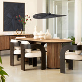 Featuring Dabney Dining Table by Dovetail at Amethyst Home. Depth : 39.5 inFinish : Natural Wood Wash and BlackHeight : 30.5 inMaterial : Teak WoodVolume : 68.5 cu ftWeight : 225 lbsWidth : 98.5 in. Amethyst Home provides interior design, new home construction design consulting, vintage area rugs, and lighting in the Los Angeles metro area.