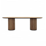 Featuring Dabney Dining Table by Dovetail at Amethyst Home. Depth : 39.5 inFinish : Natural Wood Wash and BlackHeight : 30.5 inMaterial : Teak WoodVolume : 68.5 cu ftWeight : 225 lbsWidth : 98.5 in. Amethyst Home provides interior design, new home construction design consulting, vintage area rugs, and lighting in the Scottsdale metro area.