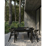 Featuring Bok Teak Black Outdoor Dining Table by Ethnicraft at Amethyst Home. Reminiscent of a goat's curved horns, the Bok collection combines sculptural elegance and contemporary crafting into a graceful and airy form. The Bok dining table's airy shape yet rock-solid construction make this piece a timeless and remarkable design to enjoy for all the years to c. Amethyst Home provides interior design, new home construction design consulting, vintage area rugs, and lighting in the Tampa metro area.