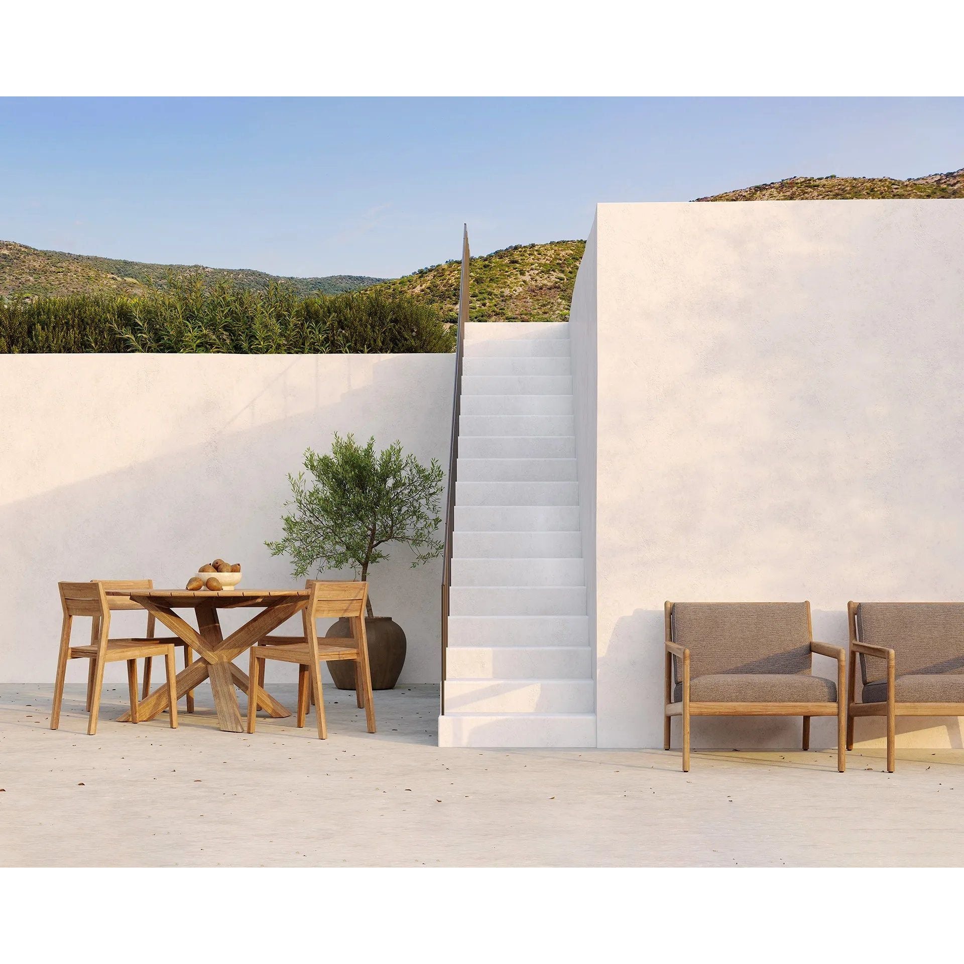 Featuring Circle Outdoor Dining Table by Ethnicraft at Amethyst Home. Our Circle dining table is all about inspiring your loved ones to spend a little more time at the table. Its solid legs intertwine in perfect balance, while the adapted grooved design makes outdoor life a simple pleasure.
Dimensions: 54"d x 54"w x 30"h
Floor Protector : YesMain Material . Amethyst Home provides interior design, new home construction design consulting, vintage area rugs, and lighting in the Des Moines metro area.
