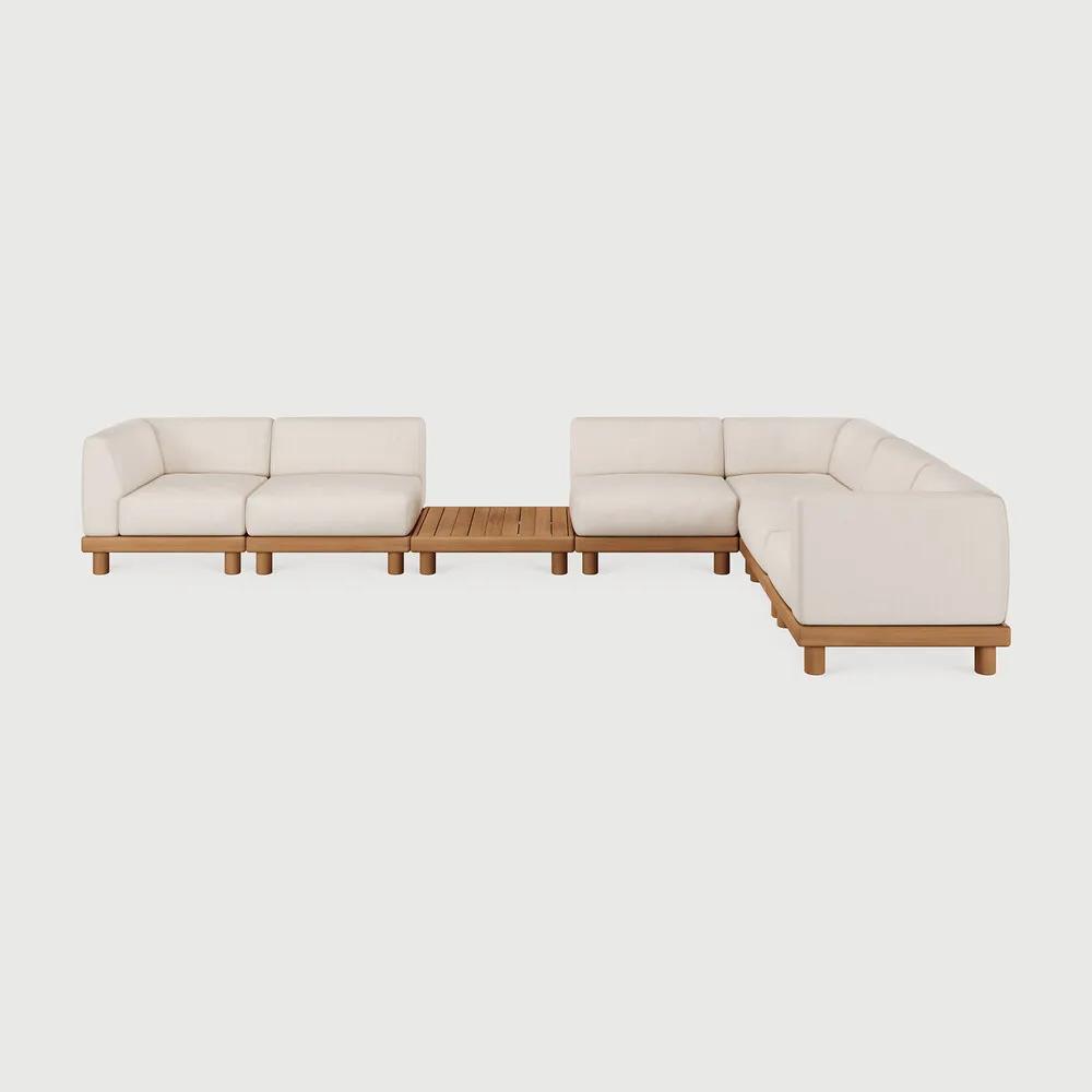 Combining elegance and sleek lines in a relaxed silhouette, the Monocle feels refined, inviting and grounded. Its soft cushions bring an indoor level of comfort to outdoor living, while the solid wooden base anchors the piece with warmth and balance. Amethyst Home provides interior design, new home construction design consulting, vintage area rugs, and lighting in the Tampa metro area.