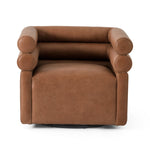 Featuring Evie Palermo Cognac Swivel Chair by Four Hands at Amethyst Home. Atop a 360-degree swivel, cleanly shaped seating is upholstered in cognac-colored top-grain leather.Overall Dimensions: 32.25"w x 30.00"d x 26.75"hWeight : 87.08 lbsMaterials : Top Grain Leather, Poplar Plywood, 100% Polyester. Amethyst Home provides interior design, new construction, custom furniture, and area rugs in the Boston metro area