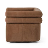 Featuring Evie Palermo Cognac Swivel Chair by Four Hands at Amethyst Home. Atop a 360-degree swivel, cleanly shaped seating is upholstered in cognac-colored top-grain leather.Overall Dimensions: 32.25"w x 30.00"d x 26.75"hWeight : 87.08 lbsMaterials : Top Grain Leather, Poplar Plywood, 100% Polyester. Amethyst Home provides interior design, new construction, custom furniture, and area rugs in the Tampa metro area