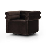 Featuring Evie Surrey Cocoa Swivel Chair by Four Hands at Amethyst Home. Atop a 360-degree swivel, cleanly shaped seating is upholstered in cognac-colored top-grain leather.Overall Dimensions: 32.25"w x 30.00"d x 26.75"hWeight : 87.08 lbsMaterials : 76.8% Cotton, 23.2% Polyester, Poplar Plywood, 100% Polyester. Amethyst Home provides interior design, new construction, custom furniture, and area rugs in the Nashville metro area