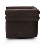 Featuring Evie Surrey Cocoa Swivel Chair by Four Hands at Amethyst Home. Atop a 360-degree swivel, cleanly shaped seating is upholstered in cognac-colored top-grain leather.Overall Dimensions: 32.25"w x 30.00"d x 26.75"hWeight : 87.08 lbsMaterials : 76.8% Cotton, 23.2% Polyester, Poplar Plywood, 100% Polyester. Amethyst Home provides interior design, new construction, custom furniture, and area rugs in the Salt Lake City metro area