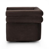 Featuring Evie Surrey Cocoa Swivel Chair by Four Hands at Amethyst Home. Atop a 360-degree swivel, cleanly shaped seating is upholstered in cognac-colored top-grain leather.Overall Dimensions: 32.25"w x 30.00"d x 26.75"hWeight : 87.08 lbsMaterials : 76.8% Cotton, 23.2% Polyester, Poplar Plywood, 100% Polyester. Amethyst Home provides interior design, new construction, custom furniture, and area rugs in the Salt Lake City metro area