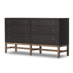 Featuring Fiona Russet Mahogany 6 Drawer Dresser by Four Hands at Amethyst Home. Woven black raffia offers a texture-driven take on bedroom storage. Antique brass-finished iron hardware adorns six spacious drawers, all supported by a solid mahogany base.Overall Dimensions: 62.00"w x 17.00"d x 34.00"hWeight : 181.22 lbsMaterials : Solid Mahogany, Sugar Palm, Iron. Amethyst Home provides interior design, new construction, custom furniture, and area rugs in the Nashville metro area