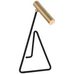 Featuring Flesso Medium Matte Black and Antique-Burnished Brass Desk Lamp by Visual Comfort at Amethyst Home. The Flesso Lamp by Kelly Wearstler combines art and functionality. As if a paperclip unfolded, the slender design in matte black sets the base for a conical shade in either antique burnished brass or polished nickel, casting a modern feel and precise lighting where needed.. Amethyst Home provides interior design, new construction, custom furniture, and area rugs in the San Diego metro area