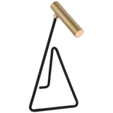 Featuring Flesso Medium Matte Black and Antique-Burnished Brass Desk Lamp by Visual Comfort at Amethyst Home. The Flesso Lamp by Kelly Wearstler combines art and functionality. As if a paperclip unfolded, the slender design in matte black sets the base for a conical shade in either antique burnished brass or polished nickel, casting a modern feel and precise lighting where needed.. Amethyst Home provides interior design, new construction, custom furniture, and area rugs in the San Diego metro area