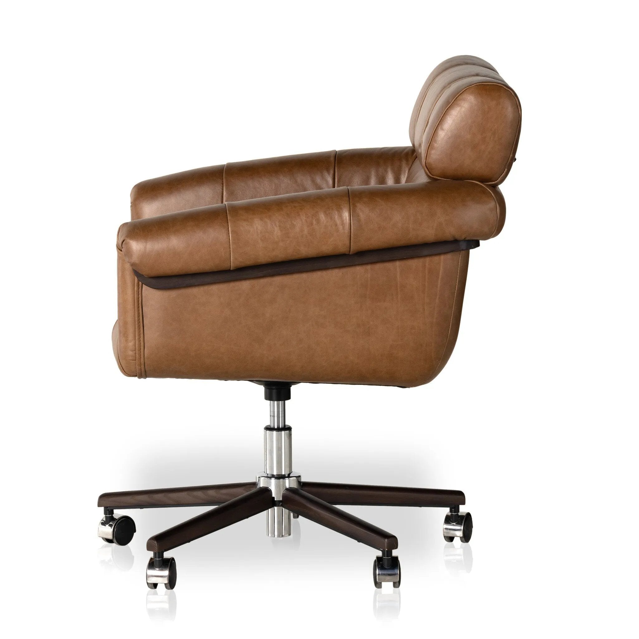 As lovers of wabi sabi aesthetics at Amethyst, we love the nature inspired Arnold Desk Chair - Sonoma Chestnut. This item pairs well with other brands such as Four Hands and is perfect for loft homes Amethyst Home provides interior design, new home construction design consulting, vintage area rugs, and lighting in the Des Moines metro area.