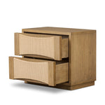 As fans of wabi sabi style at Amethyst, we love the warm modern inspired Wilmina Nightstand - Amber Oak Thin Veneer. This item pairs well with other brands such as Ethnicraft and is perfect for eclectic homes Amethyst Home provides interior design, new home construction design consulting, vintage area rugs, and lighting in the Monterey metro area.