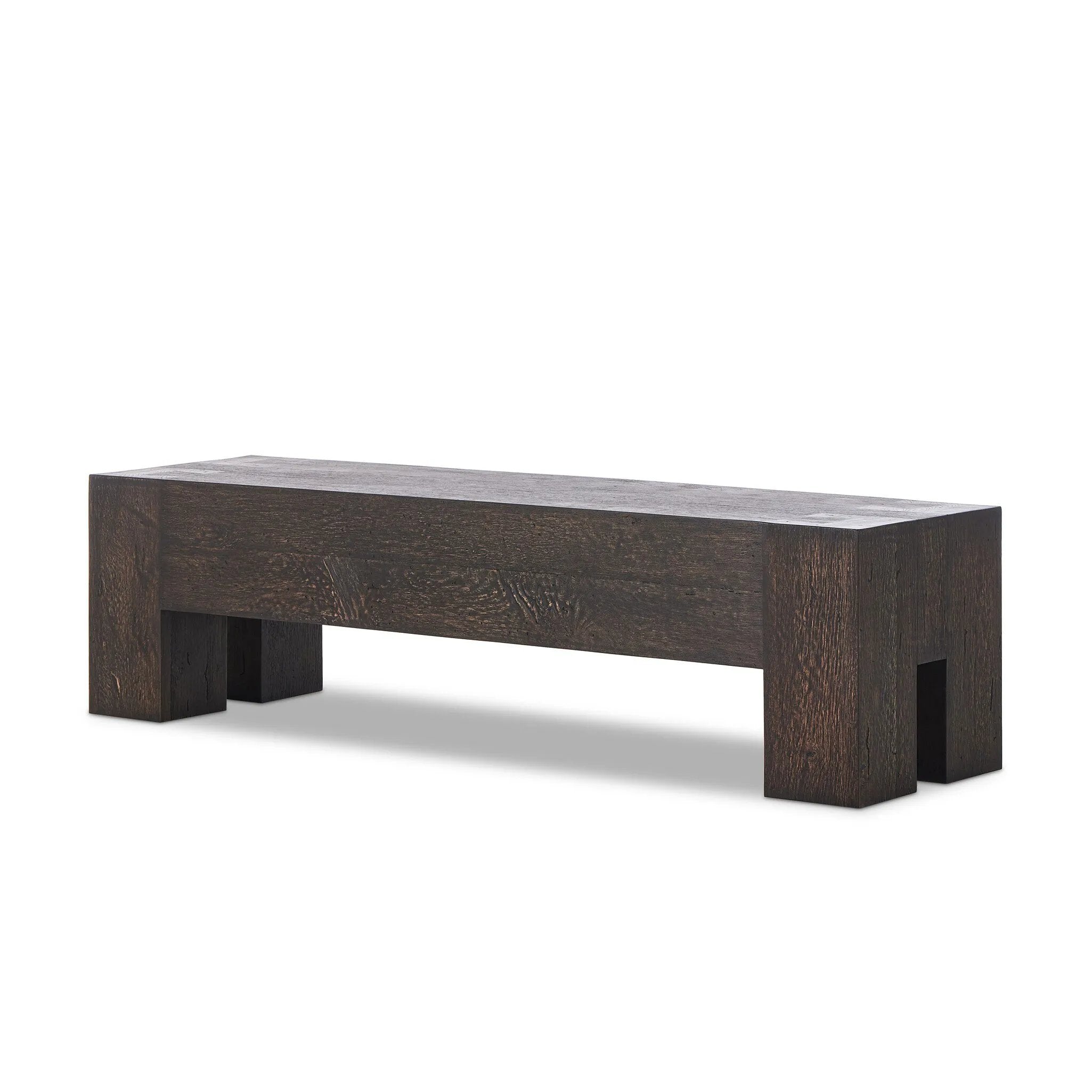 Made from thick-cut oak veneer with a faux rustic finish made to emulate wormwood, with clean Parsons lines, chunky squared legs and dovetail joinery detailing.As lovers of natural materials at Amethyst, we love the warm modern inspired Abaso Accent Bench - Ebony Rustic Wormwood Oak. Amethyst Home provides interior design, new home construction design consulting, vintage area rugs, and lighting in the Kansas City metro area.