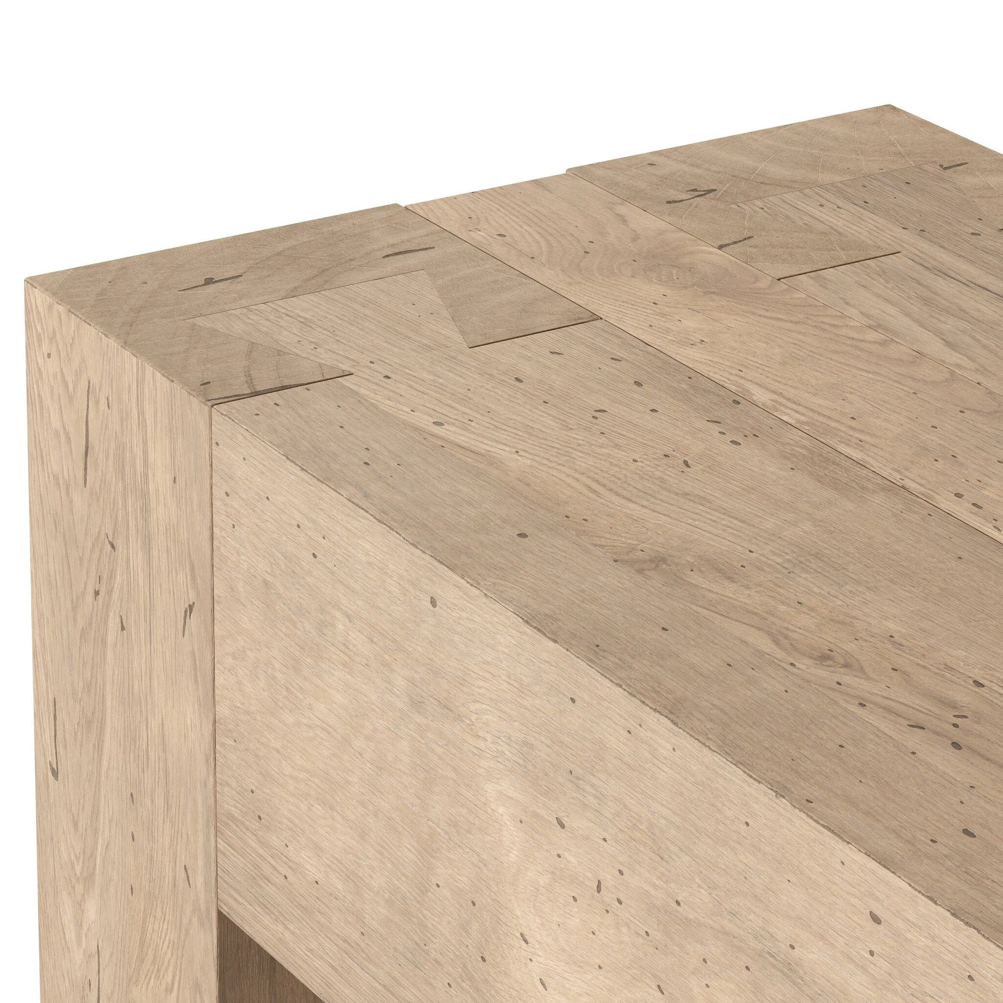 Made from thick-cut oak veneer with a faux rustic finish made to emulate wormwood, this large-scale console table features chunky squared legs and dovetail joinery detailing.As lovers of modern design at Amethyst, we love the designer inspired Abaso Console Table - Whitewash Rustic Wormwood Oak. Amethyst Home provides interior design, new home construction design consulting, vintage area rugs, and lighting in the Miami metro area.