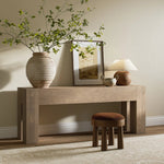 Made from thick-cut oak veneer with a faux rustic finish made to emulate wormwood, this large-scale console table features chunky squared legs and dovetail joinery detailing.As lovers of modern design at Amethyst, we love the designer inspired Abaso Console Table - Whitewash Rustic Wormwood Oak. Amethyst Home provides interior design, new home construction design consulting, vintage area rugs, and lighting in the Omaha metro area.