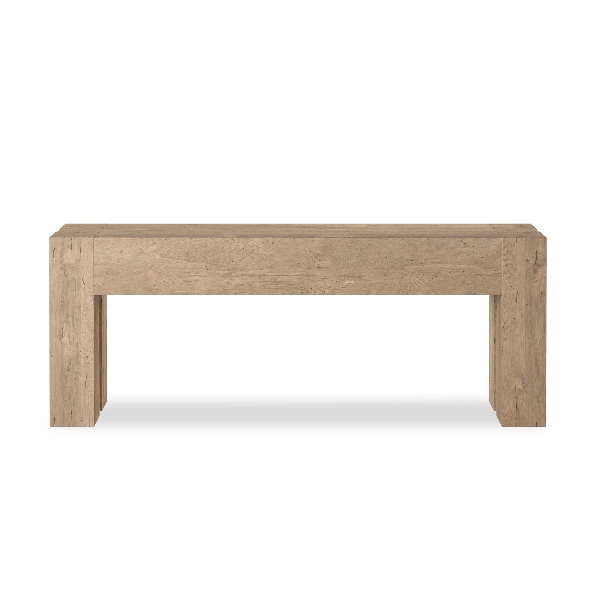 Made from thick-cut oak veneer with a faux rustic finish made to emulate wormwood, this large-scale console table features chunky squared legs and dovetail joinery detailing.As lovers of modern design at Amethyst, we love the designer inspired Abaso Console Table - Whitewash Rustic Wormwood Oak. Amethyst Home provides interior design, new home construction design consulting, vintage area rugs, and lighting in the Tampa metro area.