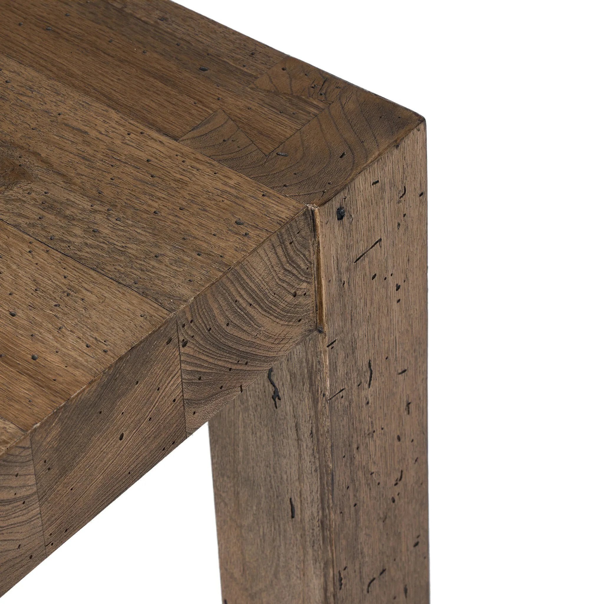 Made from thick-cut oak veneer with a faux rustic finish made to emulate wormwood, this end table features chunky squared legs and dovetail joinery detailing.As lovers of wabi sabi materials at Amethyst, we love the warm modern inspired Abaso End Table - Rustic Wormwood Oak. Amethyst Home provides interior design, new home construction design consulting, vintage area rugs, and lighting in the Charlotte metro area.