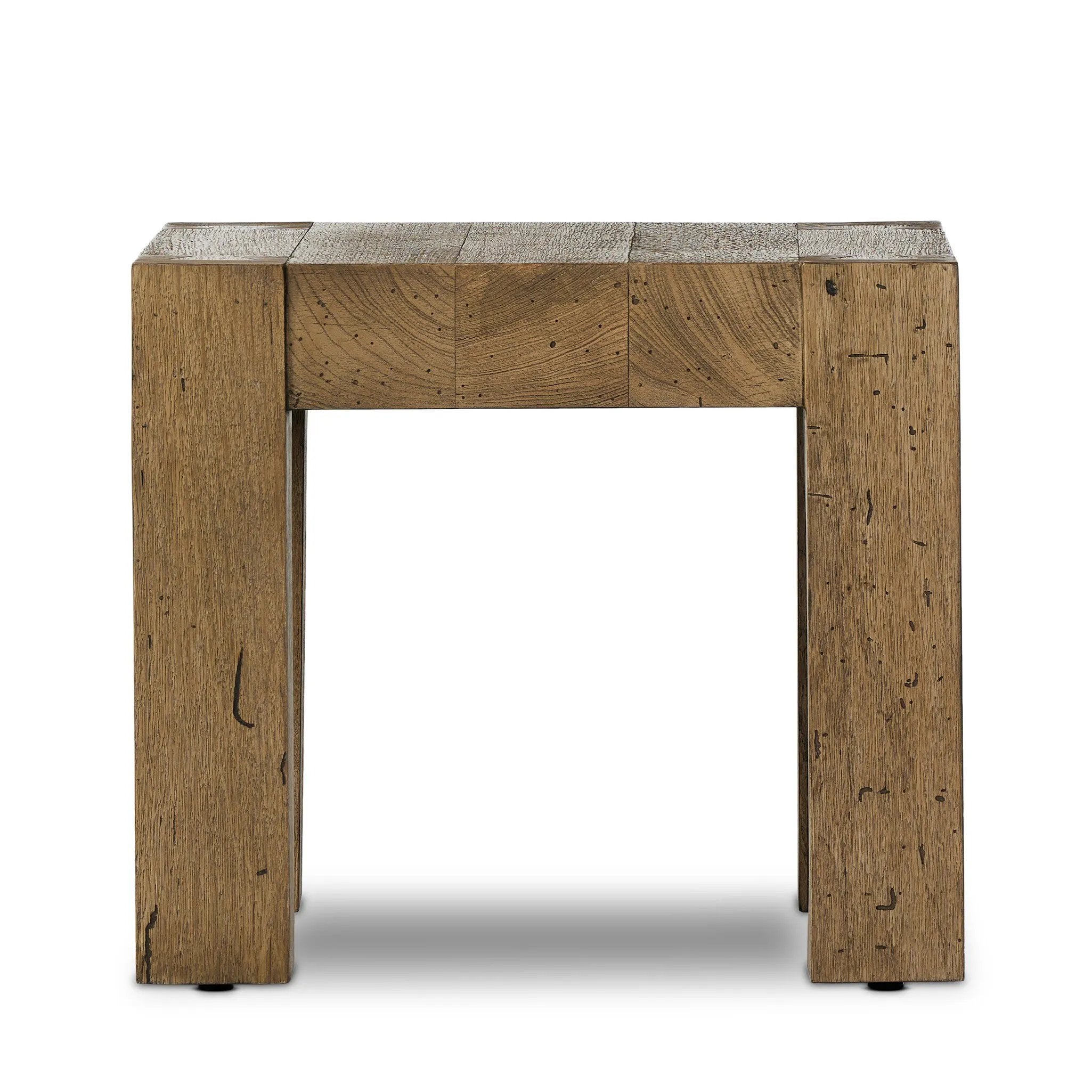 Made from thick-cut oak veneer with a faux rustic finish made to emulate wormwood, this end table features chunky squared legs and dovetail joinery detailing.As lovers of wabi sabi materials at Amethyst, we love the warm modern inspired Abaso End Table - Rustic Wormwood Oak. Amethyst Home provides interior design, new home construction design consulting, vintage area rugs, and lighting in the Des Moines metro area.