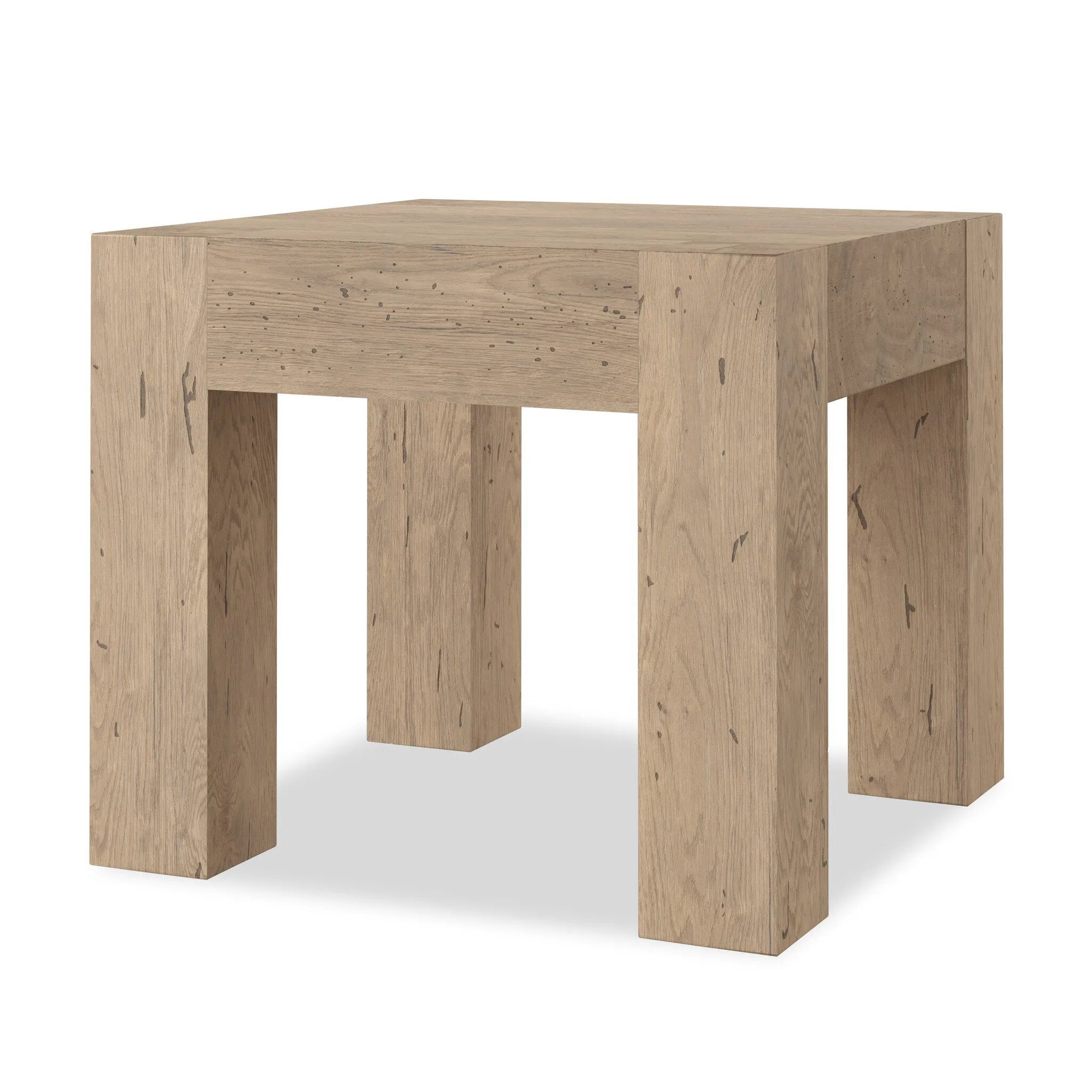Made from thick-cut oak veneer with a faux rustic finish made to emulate wormwood, this end table features chunky squared legs and dovetail joinery detailing.As fans of luxe style at Amethyst, we love the designer inspired Abaso End Table - Whitewash Rustic Wormwood Oak. Amethyst Home provides interior design, new home construction design consulting, vintage area rugs, and lighting in the Seattle metro area.