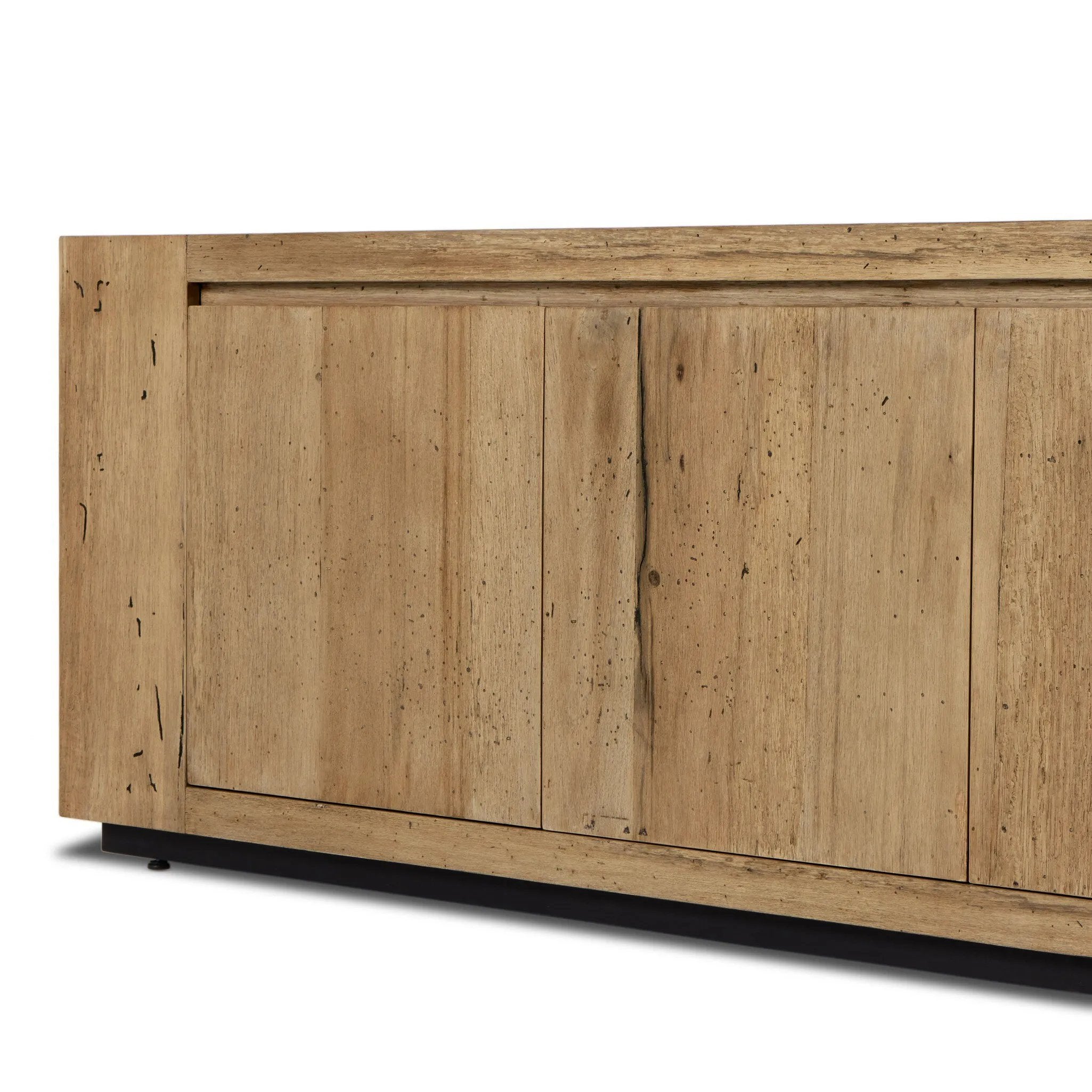 Made from thick-cut oak veneer with a faux rustic finish made to emulate wormwood, this spacious media console features a pedestal base and dovetail joinery detailing.As lovers of organic modern materials at Amethyst, we love the optimistic inspired Abaso Media Console - Rustic Wormwood Oak. Amethyst Home provides interior design, new home construction design consulting, vintage area rugs, and lighting in the Laguna Beach metro area.