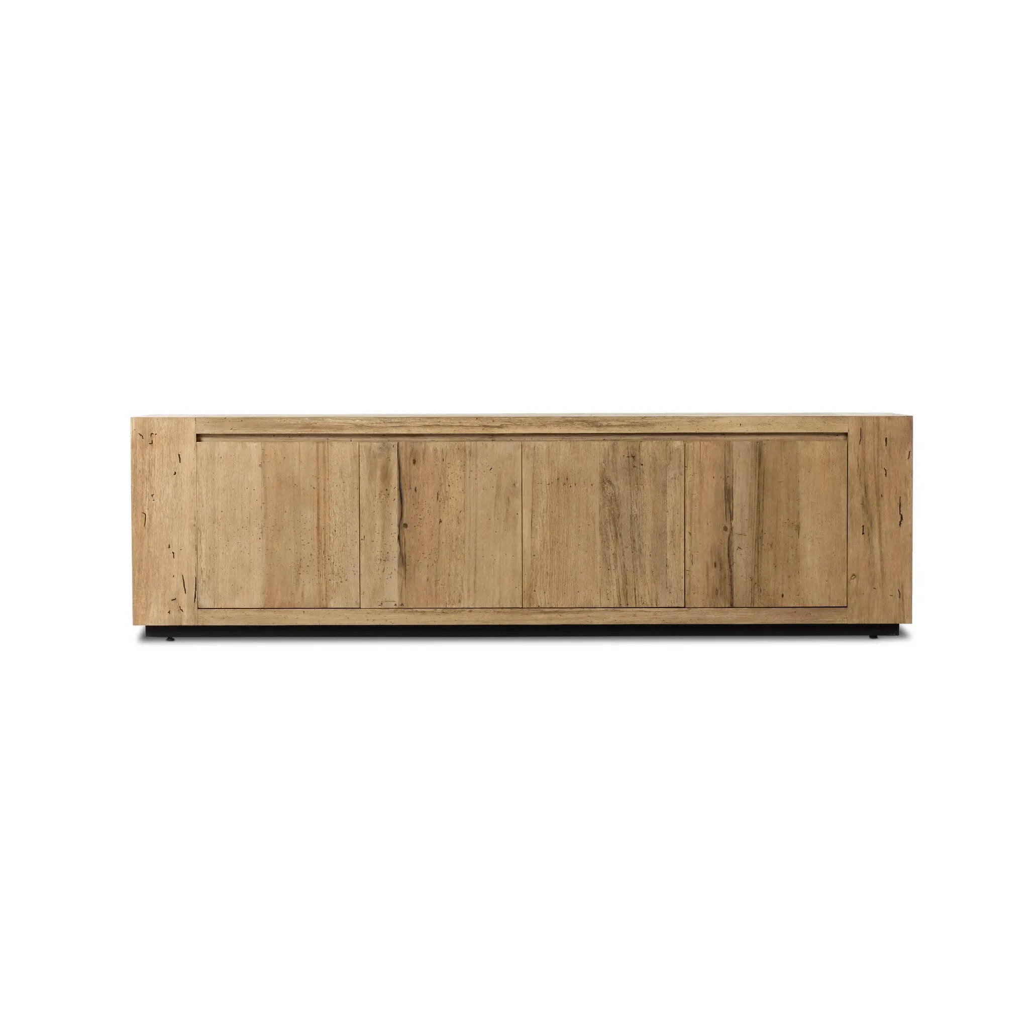 Made from thick-cut oak veneer with a faux rustic finish made to emulate wormwood, this spacious media console features a pedestal base and dovetail joinery detailing.As lovers of organic modern materials at Amethyst, we love the optimistic inspired Abaso Media Console - Rustic Wormwood Oak. Amethyst Home provides interior design, new home construction design consulting, vintage area rugs, and lighting in the Portland metro area.