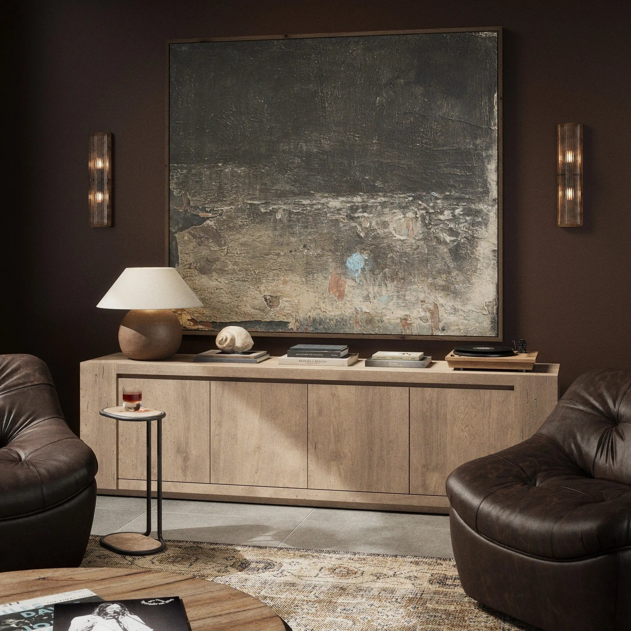 Made from thick-cut oak veneer with a faux rustic finish made to emulate wormwood, this spacious media console features a pedestal base and dovetail joinery detailing.As lovers of organic modern materials at Amethyst, we love the optimistic inspired Abaso Media Console - Rustic Wormwood Oak. Amethyst Home provides interior design, new home construction design consulting, vintage area rugs, and lighting in the Winter Garden metro area.