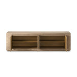 Made from thick-cut oak veneer with a rustic finish, this spacious media console features a pedestal base and dovetail joinery detailing.As lovers of clean aesthetics at Amethyst, we love the warm modern inspired Abaso Media Console - Whitewash Rustic Wormwood Oak. Amethyst Home provides interior design, new home construction design consulting, vintage area rugs, and lighting in the Des Moines metro area.