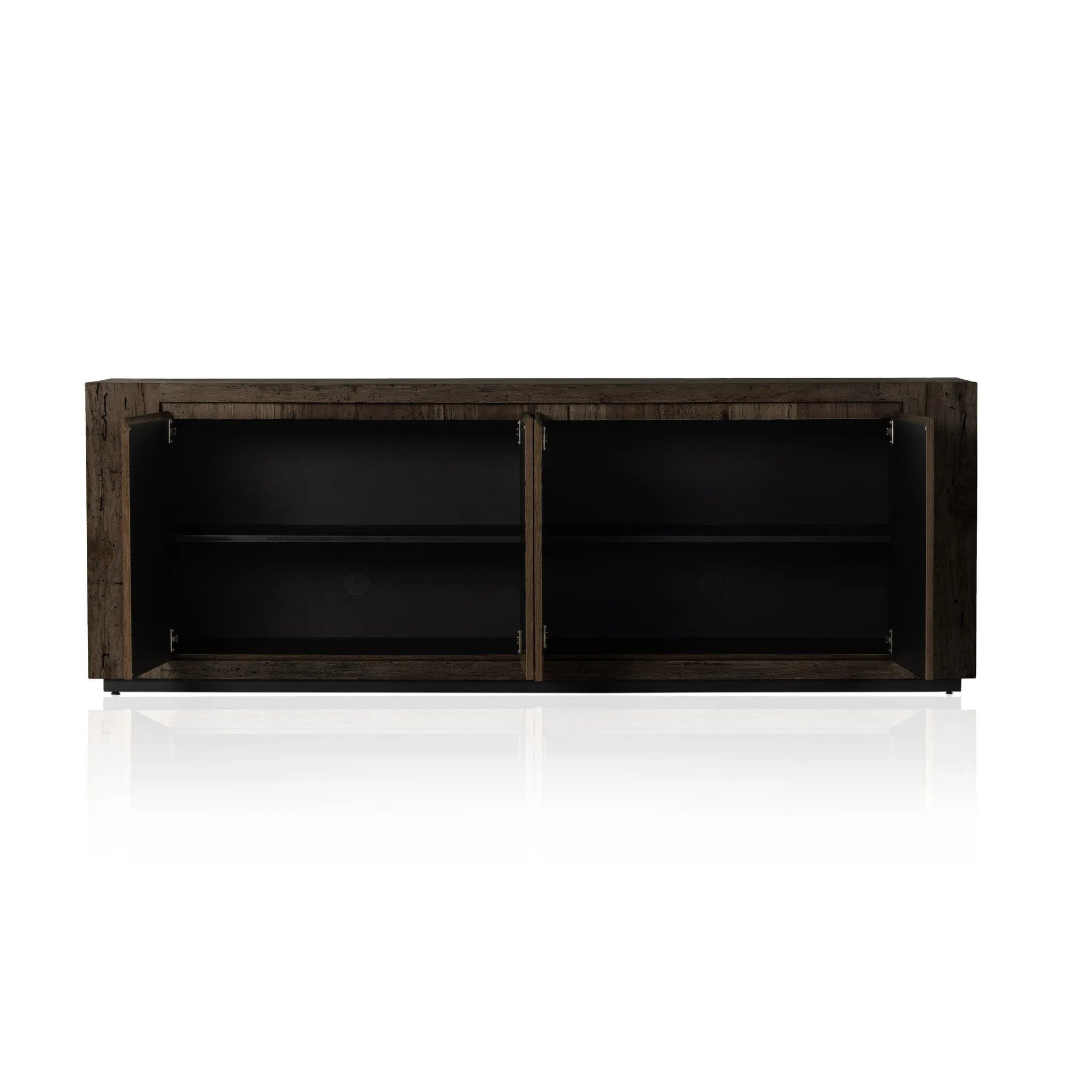 Made from thick-cut oak veneer with a faux rustic finish made to emulate wormwood oak, this low, large-scale sideboard features chunky squared legs and dovetail joinery detailing.As enthusiasts of wabi sabi style at Amethyst, we love the warm modern inspired Abaso Sideboard - Ebony Rustic Wormwood Oak. Amethyst Home provides interior design, new home construction design consulting, vintage area rugs, and lighting in the Alpharetta metro area.