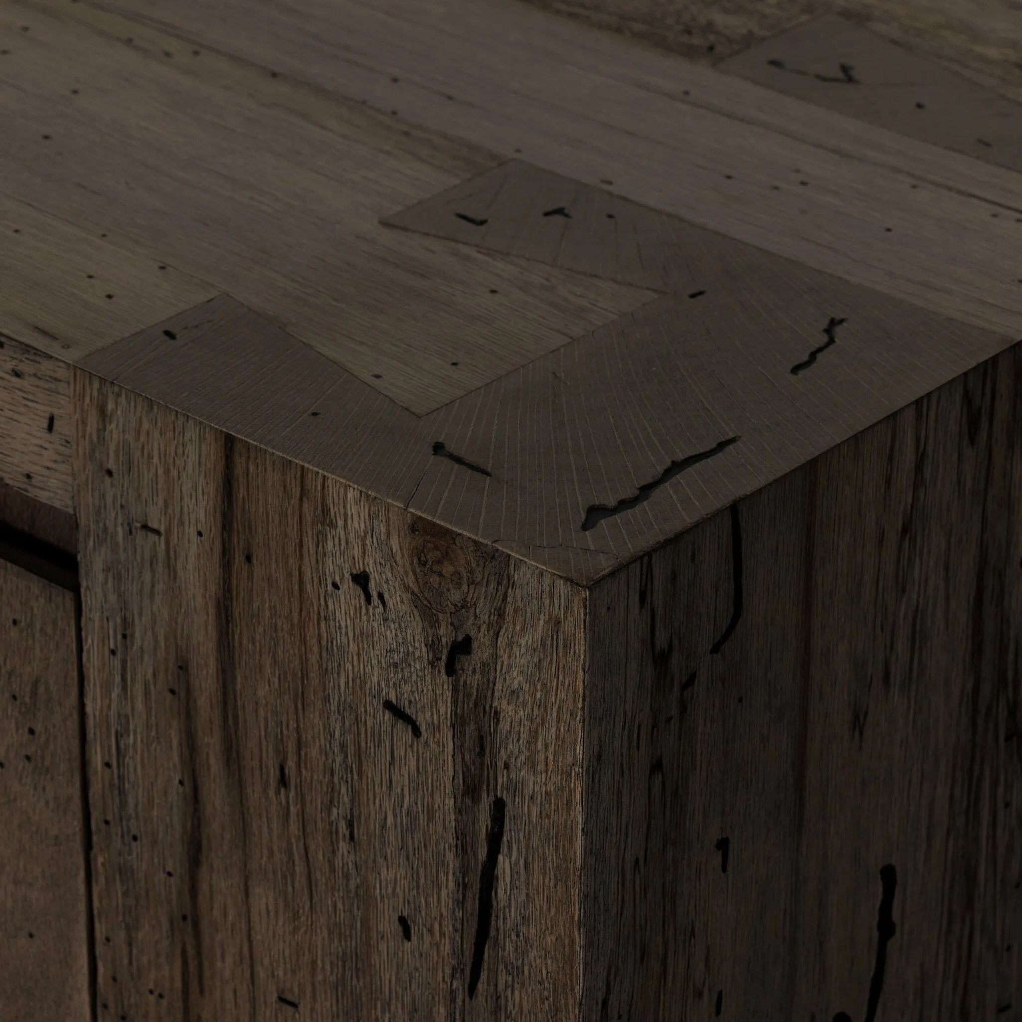 Made from thick-cut oak veneer with a faux rustic finish made to emulate wormwood oak, this low, large-scale sideboard features chunky squared legs and dovetail joinery detailing.As enthusiasts of wabi sabi style at Amethyst, we love the warm modern inspired Abaso Sideboard - Ebony Rustic Wormwood Oak. Amethyst Home provides interior design, new home construction design consulting, vintage area rugs, and lighting in the Calabasas metro area.
