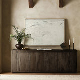Made from thick-cut oak veneer with a faux rustic finish made to emulate wormwood oak, this low, large-scale sideboard features chunky squared legs and dovetail joinery detailing.As enthusiasts of wabi sabi style at Amethyst, we love the warm modern inspired Abaso Sideboard - Ebony Rustic Wormwood Oak. Amethyst Home provides interior design, new home construction design consulting, vintage area rugs, and lighting in the Des Moines metro area.
