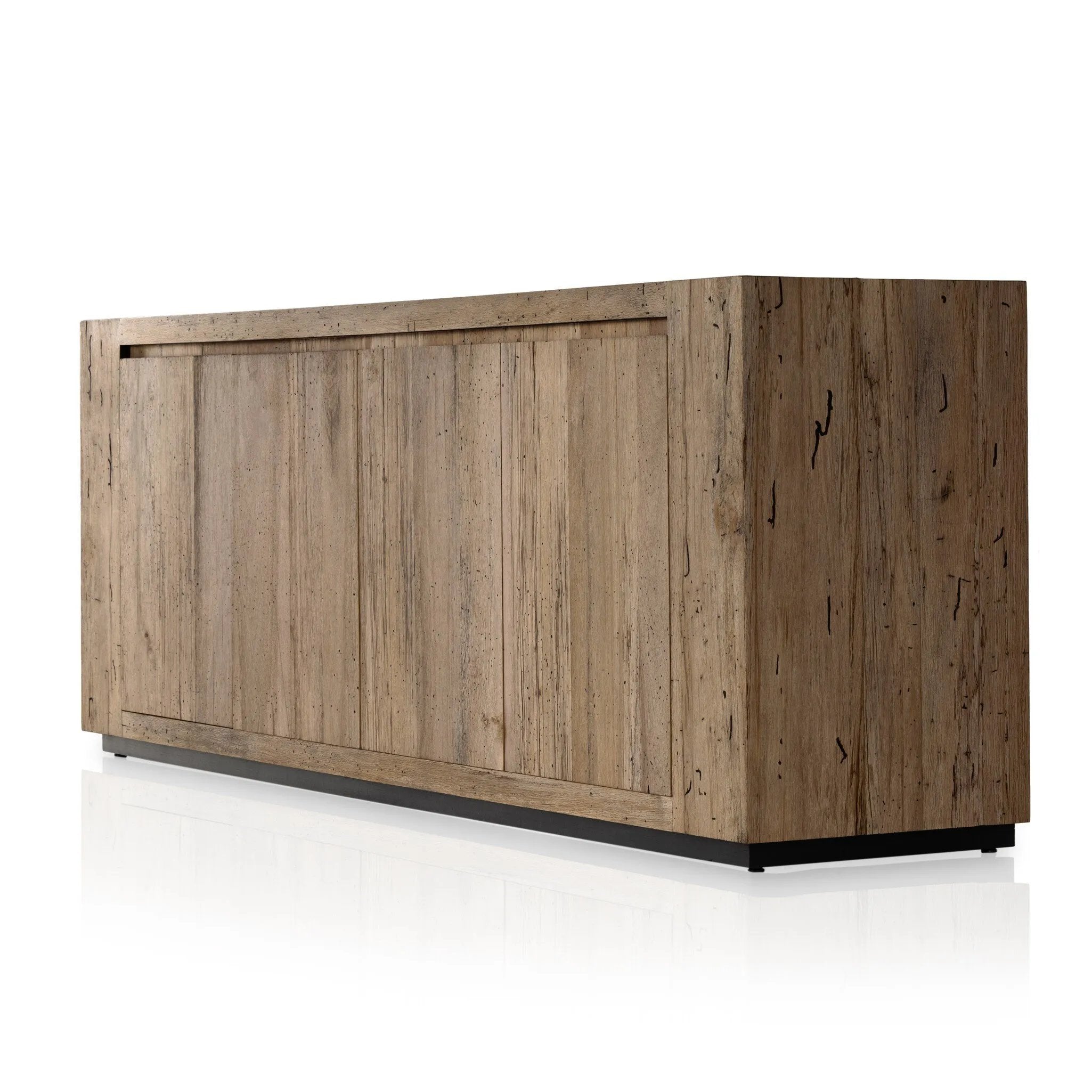 Made from thick-cut oak veneer with a faux rustic finish made to emulate wormwood, this low, large-scale sideboard features chunky squared legs and dovetail joinery detailing.As lovers of modern materials at Amethyst, we love the nature inspired Abaso Sideboard - Rustic Wormwood Oak. Amethyst Home provides interior design, new home construction design consulting, vintage area rugs, and lighting in the Miami metro area.