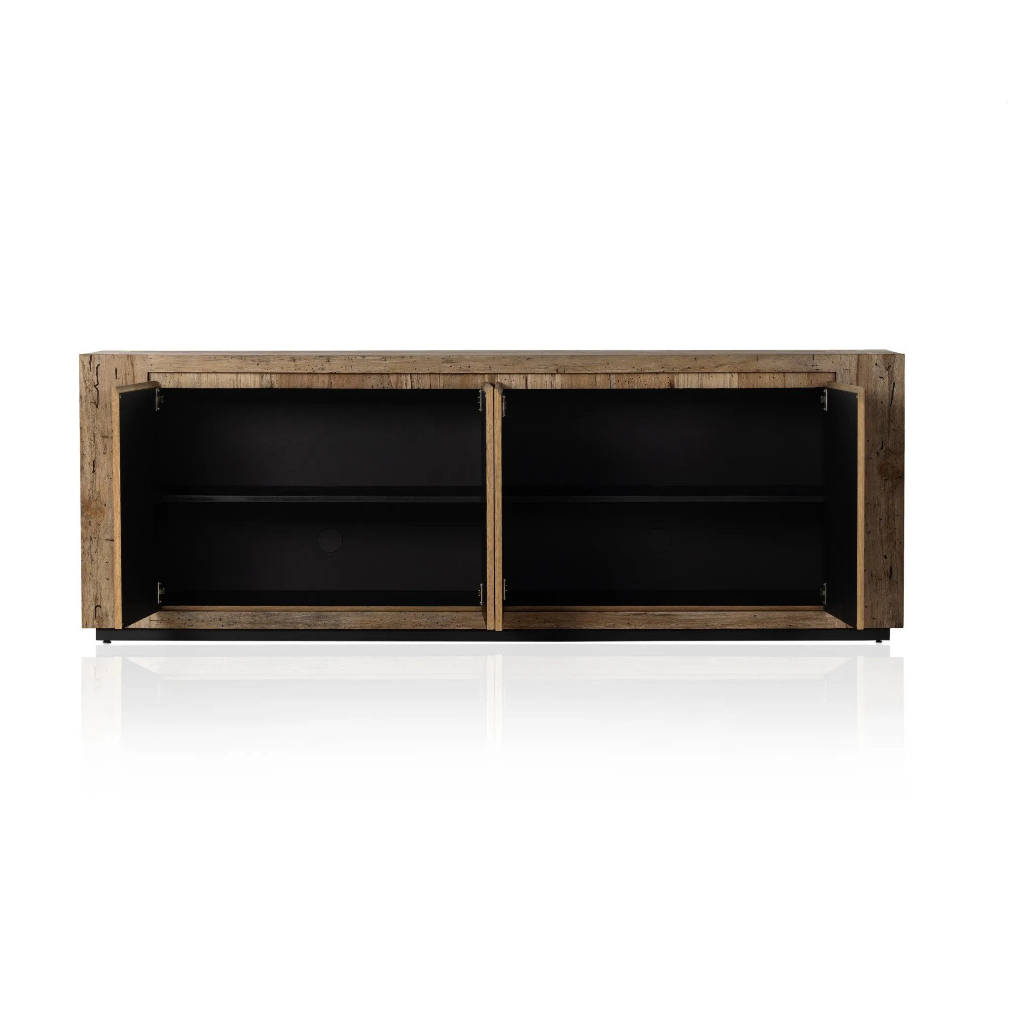 Made from thick-cut oak veneer with a faux rustic finish made to emulate wormwood, this low, large-scale sideboard features chunky squared legs and dovetail joinery detailing.As lovers of modern materials at Amethyst, we love the nature inspired Abaso Sideboard - Rustic Wormwood Oak. Amethyst Home provides interior design, new home construction design consulting, vintage area rugs, and lighting in the Tampa metro area.