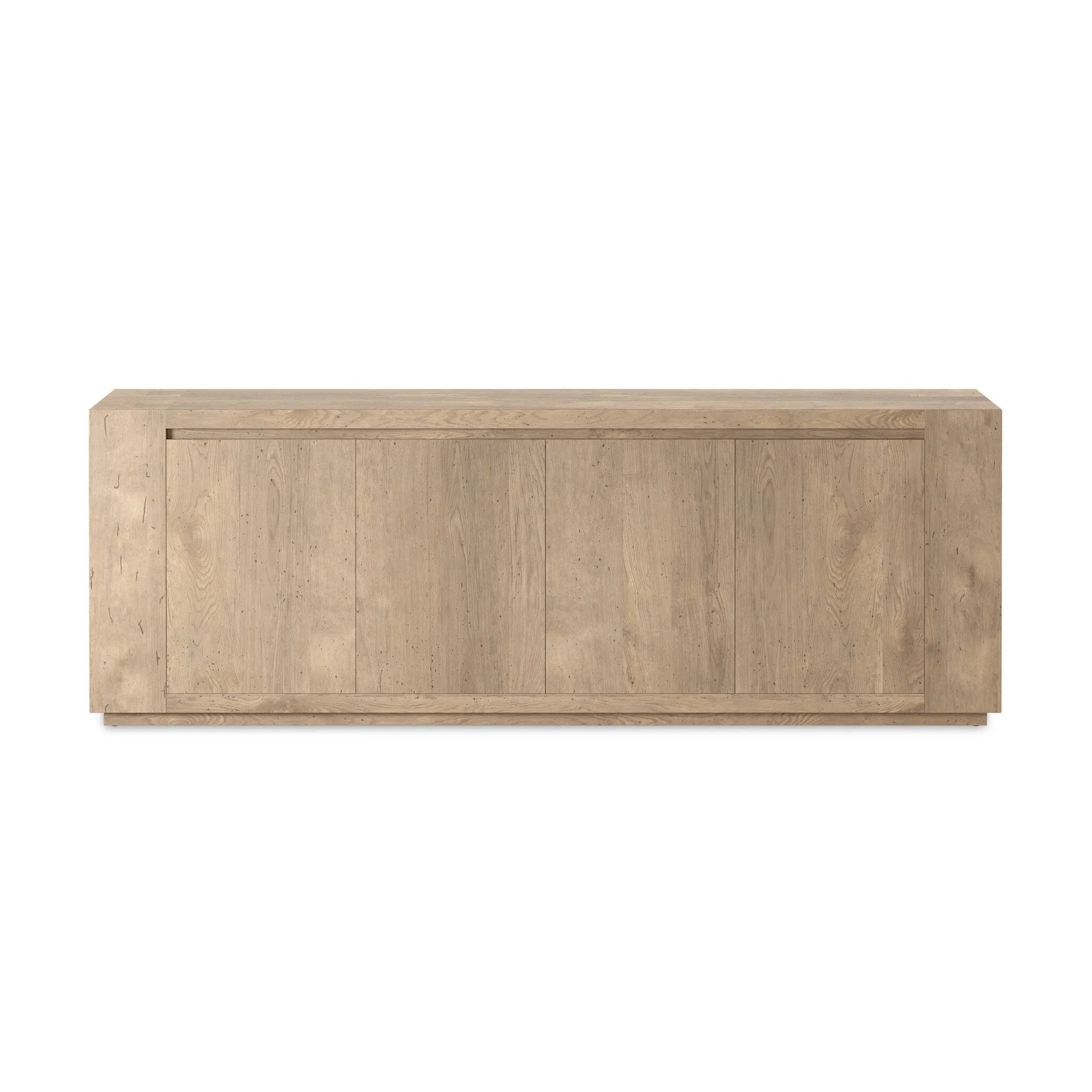 Made from thick-cut oak veneer with a faux rustic finish made to emulate wormwood oak, this low, large-scale sideboard features chunky squared legs and dovetail joinery detailing.As lovers of natural materials at Amethyst, we love the designer inspired Abaso Sideboard - Whitewash Rustic Wormwood Oak. Amethyst Home provides interior design, new home construction design consulting, vintage area rugs, and lighting in the Portland metro area.