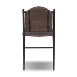 A bistro-style outdoor dining chair, merging a timeless profile with a unique stripe detail woven into the back. Finial details finish the dark bronze frame. Cover or store indoors during inclement weather and when not in use.As enthusiasts of luxe style at Amethyst, we love the nature inspired Abel Outdoor Dining Chair. Amethyst Home provides interior design, new home construction design consulting, vintage area rugs, and lighting in the Calabasas metro area.