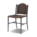 A bistro-style outdoor dining chair, merging a timeless profile with a unique stripe detail woven into the back. Finial details finish the dark bronze frame. Cover or store indoors during inclement weather and when not in use.As enthusiasts of luxe style at Amethyst, we love the nature inspired Abel Outdoor Dining Chair. Amethyst Home provides interior design, new home construction design consulting, vintage area rugs, and lighting in the Laguna Beach metro area.