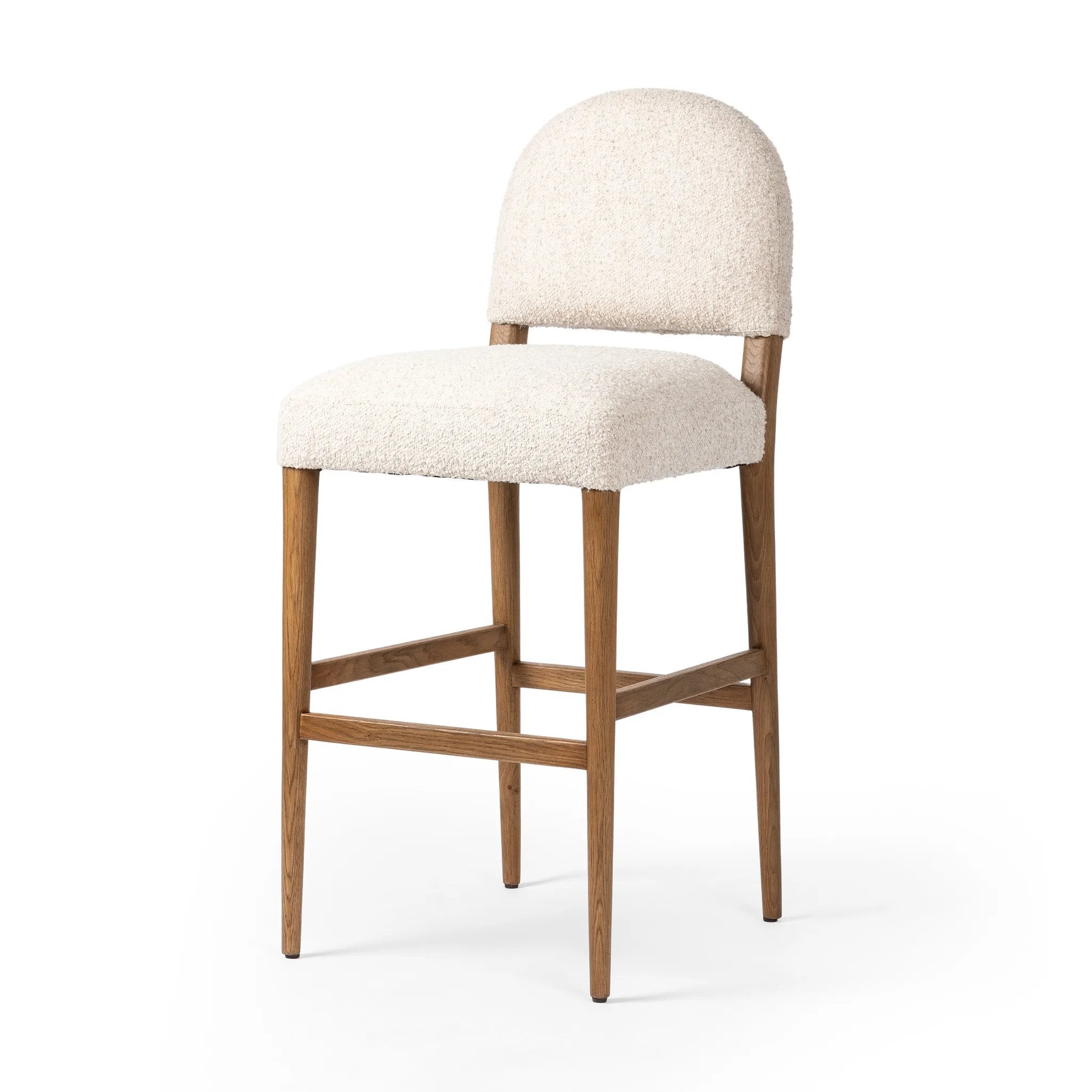 Featuring Abilene Somerton Ash Bar + Counter Stool by Four Hands at Amethyst Home. A heritage design gets a modern twist. Simple tapered legs of warm oak mark this dining room chair's traditional form, while an arched seat back with off-white upholstery updates this comfortable seating style, perfectly sized for the counter. Performance fabrics are speciall. Amethyst Home provides interior design, new home construction design consulting, vintage area rugs, and lighting in the Charlotte metro area.