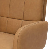 Plush top-grain leather and soft, rounded elements make for a comfortable sit. The oversized desk chair’s simplified tufting adds texture and visual movement to your office. A height-adjustable 360-degree swivel base with casters allows for easy accommodation. Amethyst Home provides interior design, new home construction design consulting, vintage area rugs, and lighting in the Newport Beach metro area.