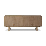 Store favorite dinnerware, table linens and more in this modernized Deco sideboard, with inverted chamfered framing and molding around the doors. Made from solid oak with a light, drifted finish and ski-style legs that elevate the whole piece Amethyst Home provides interior design, new home construction design consulting, vintage area rugs, and lighting in the Charlotte metro area.