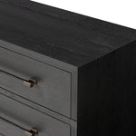 Featuring Adolfo Modern Black Ash 6 Drawer Dresser by Four Hands at Amethyst Home. Beautifully minimalist. A six-drawer dresser made from black-finished ash  features long, linear bronzed hardware for a smooth, clean look.Overall Dimensions: 72.00"w x 21.50"d x 32.25"hWeight : 306.44 lbsMaterials: Ash Veneer, Solid Ash. Amethyst Home provides interior design, new home construction design consulting, vintage area rugs, and lighting in the Newport Beach metro area.