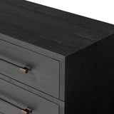 Featuring Adolfo Modern Black Ash 6 Drawer Dresser by Four Hands at Amethyst Home. Beautifully minimalist. A six-drawer dresser made from black-finished ash  features long, linear bronzed hardware for a smooth, clean look.Overall Dimensions: 72.00"w x 21.50"d x 32.25"hWeight : 306.44 lbsMaterials: Ash Veneer, Solid Ash. Amethyst Home provides interior design, new home construction design consulting, vintage area rugs, and lighting in the Newport Beach metro area.
