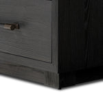 Featuring Adolfo Modern Black Ash 6 Drawer Dresser by Four Hands at Amethyst Home. Beautifully minimalist. A six-drawer dresser made from black-finished ash  features long, linear bronzed hardware for a smooth, clean look.Overall Dimensions: 72.00"w x 21.50"d x 32.25"hWeight : 306.44 lbsMaterials: Ash Veneer, Solid Ash. Amethyst Home provides interior design, new home construction design consulting, vintage area rugs, and lighting in the Winter Garden metro area.